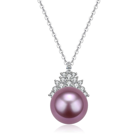 10-11mm Freshwater Purple Pearl & Queen Pendant Necklace - House Of Pearls
